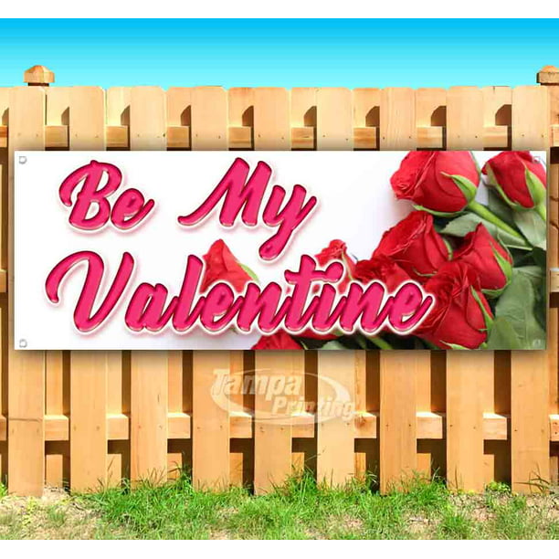 Happy Valentines Day 13 oz Heavy Duty Vinyl Banner Sign with Metal Grommets Advertising New Flag, Many Sizes Available Store 